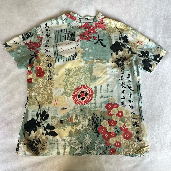 weekend clothes line east asian inspired rayon button up / size medium - Picture 3 of 4